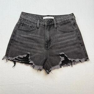 KanCan Black Jean Shorts Distressed Frayed Hem